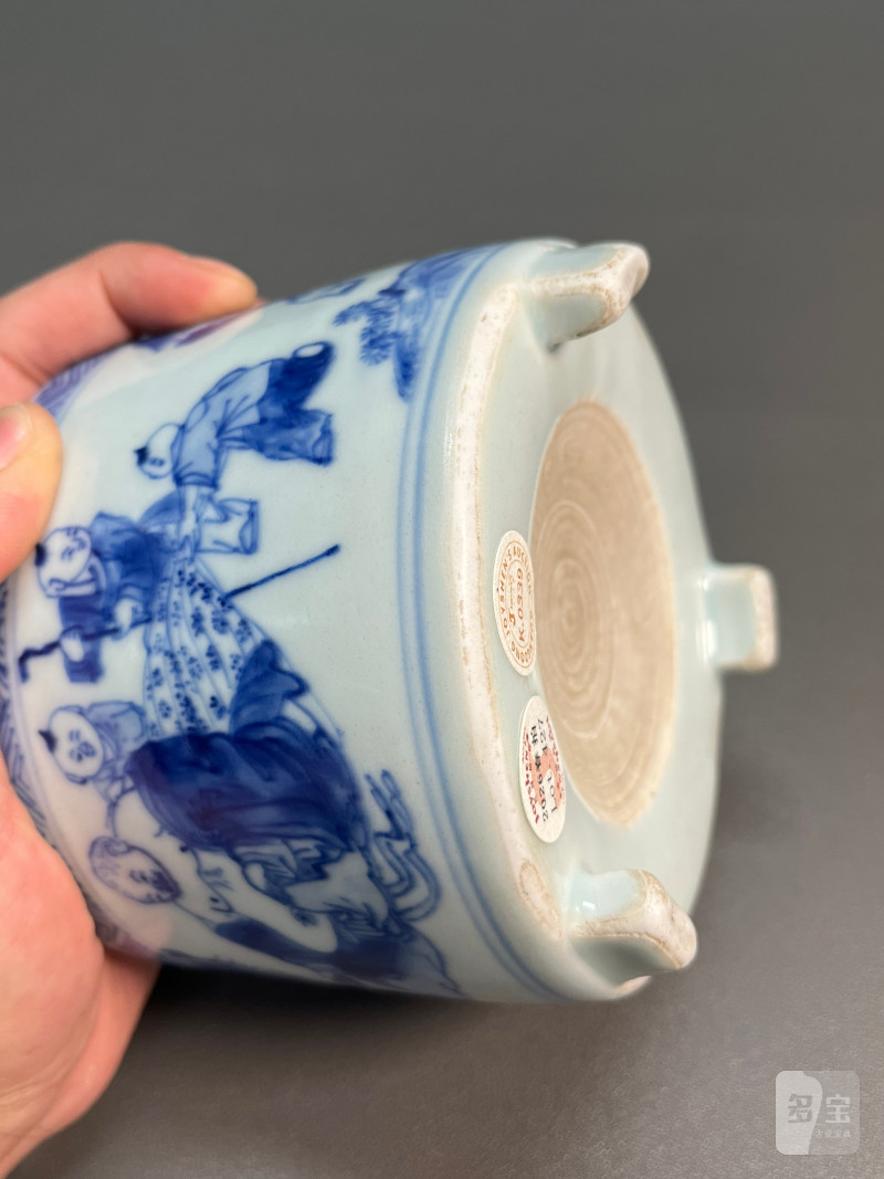 清顺治  青花“六子戏弥勒”图琴炉 - 图19